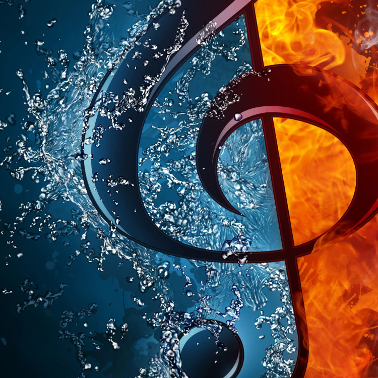 تابلو بوم طرح موسیقی و آب و آتش مجموعه 3 عددی ( 365-rosegold )