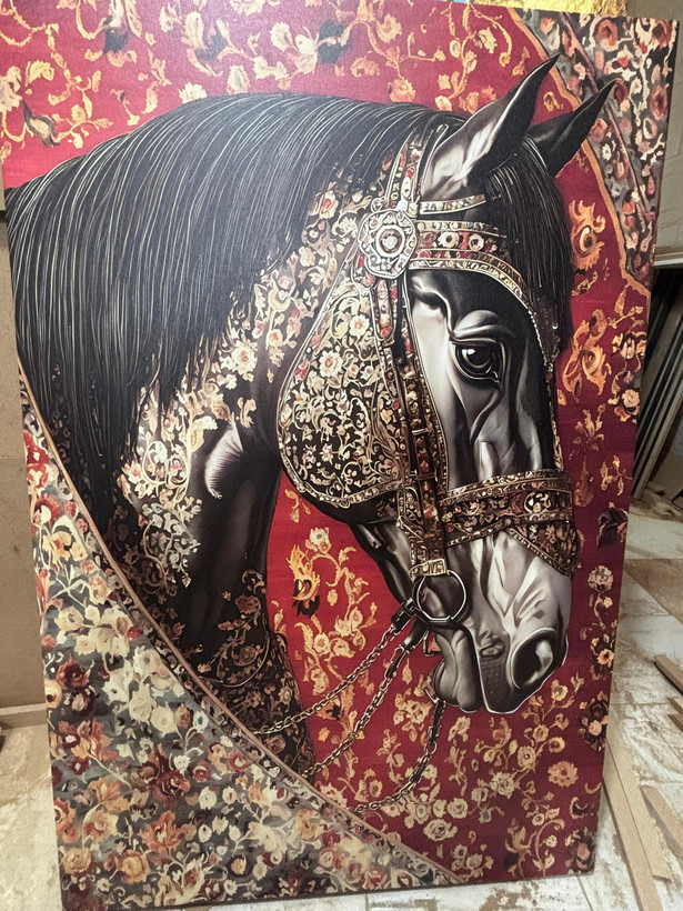تابلو بوم دکوری یک تکه مدرن طرح اسب کد۱۷۷۱
